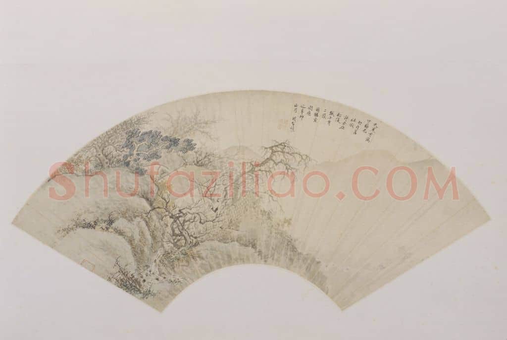 项圣谟天寒有鹤守梅花图扇页 | 故宫绘画藏品