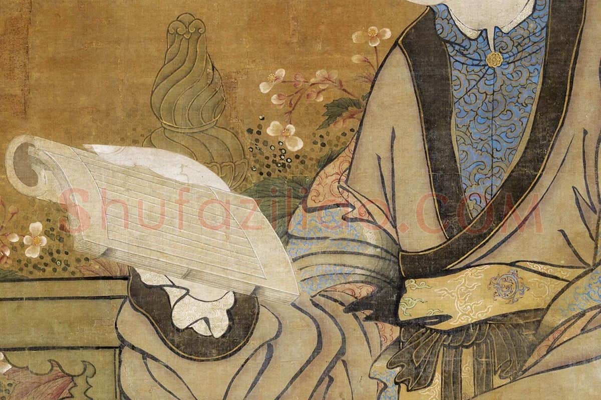 传周文矩《桐阴仕女图》局部 (2)