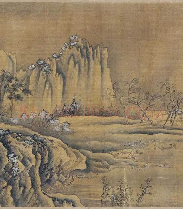 王诜《渔村小雪图》卷_09