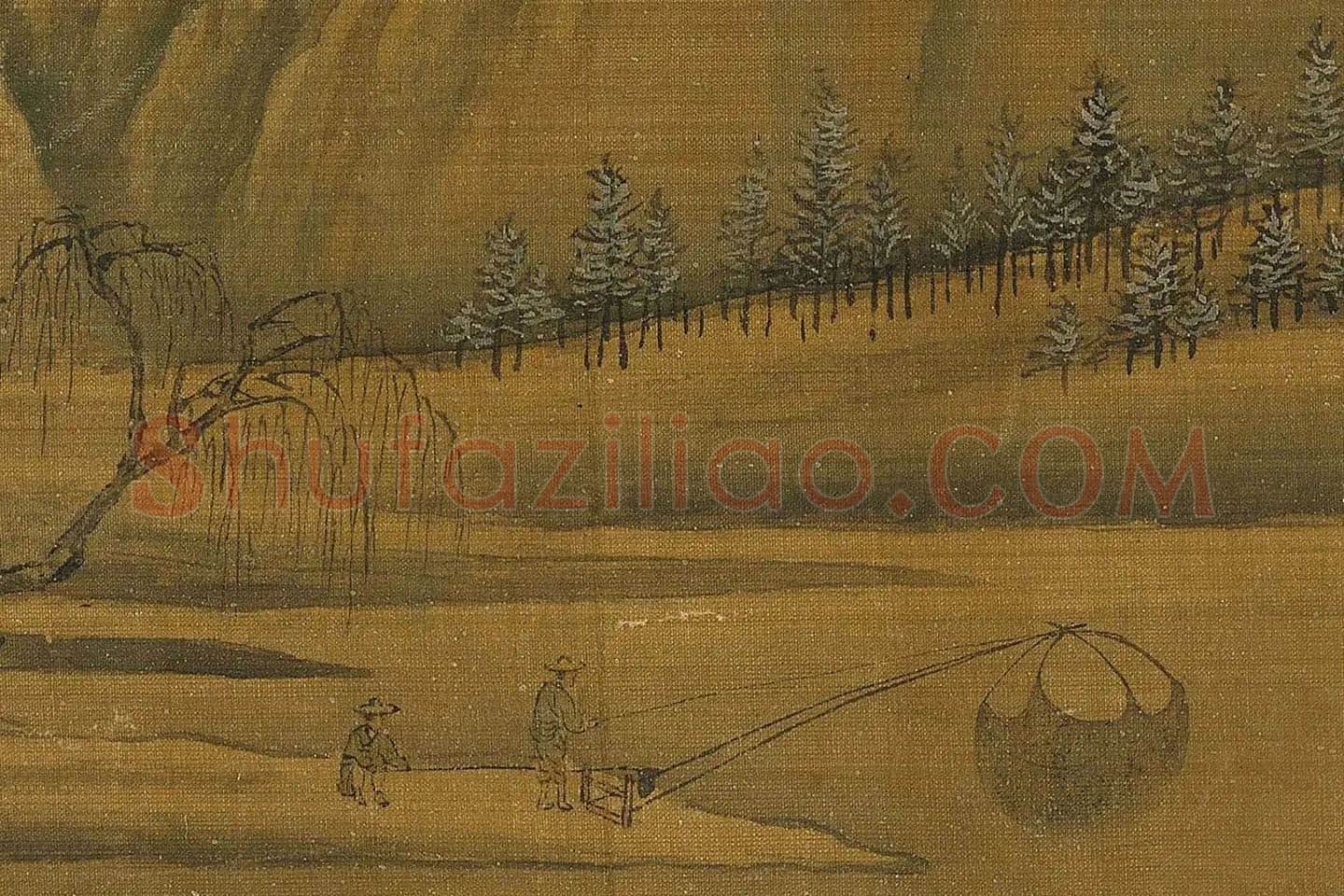 王诜《渔村小雪图》高清大图局部 (4)