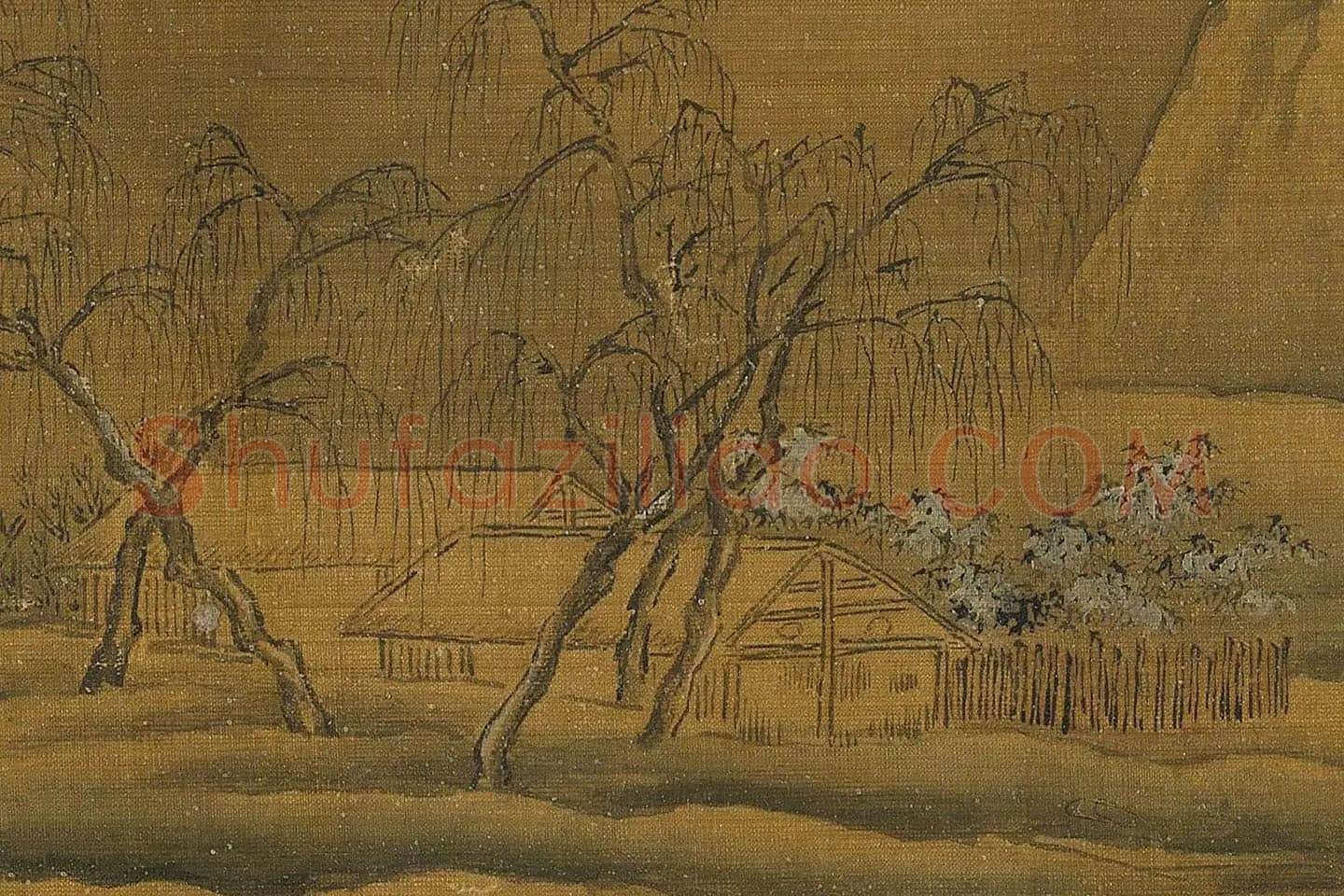 王诜《渔村小雪图》高清大图局部 (5)