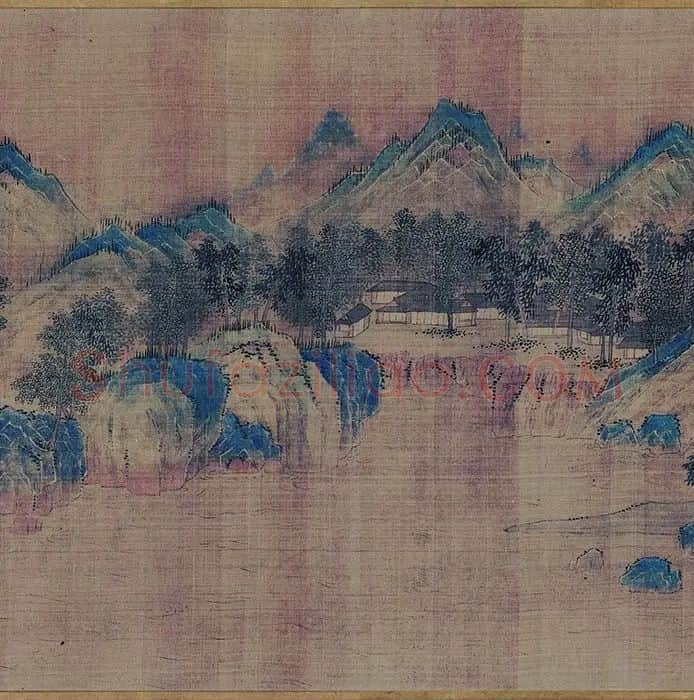 王诜青绿山水画《江山叠翠图》卷_15