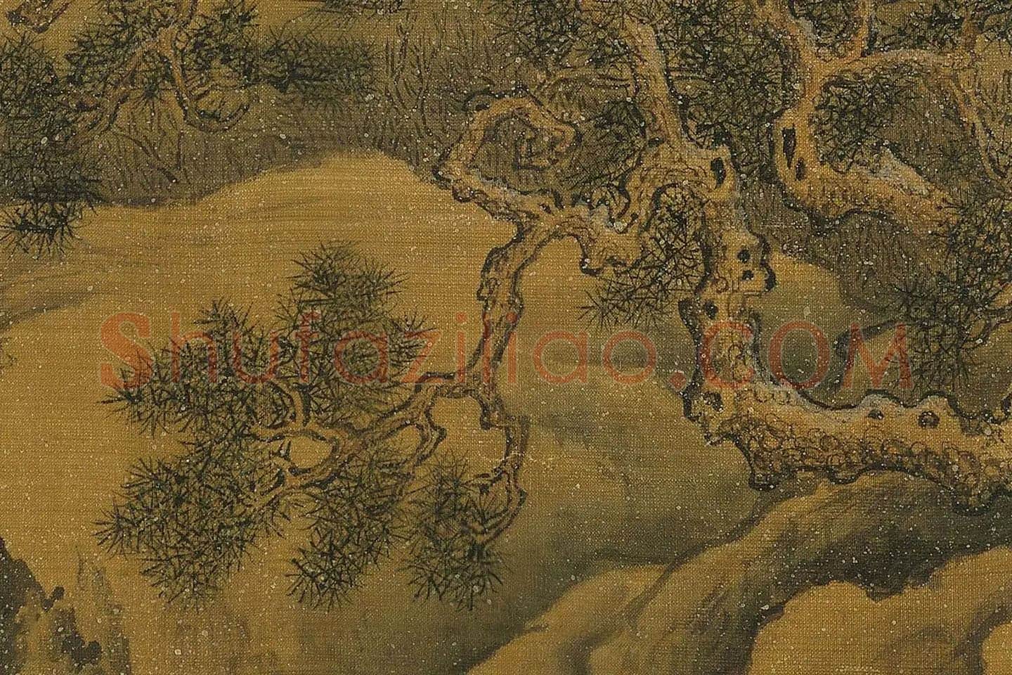 王诜《渔村小雪图》高清大图局部 (13)