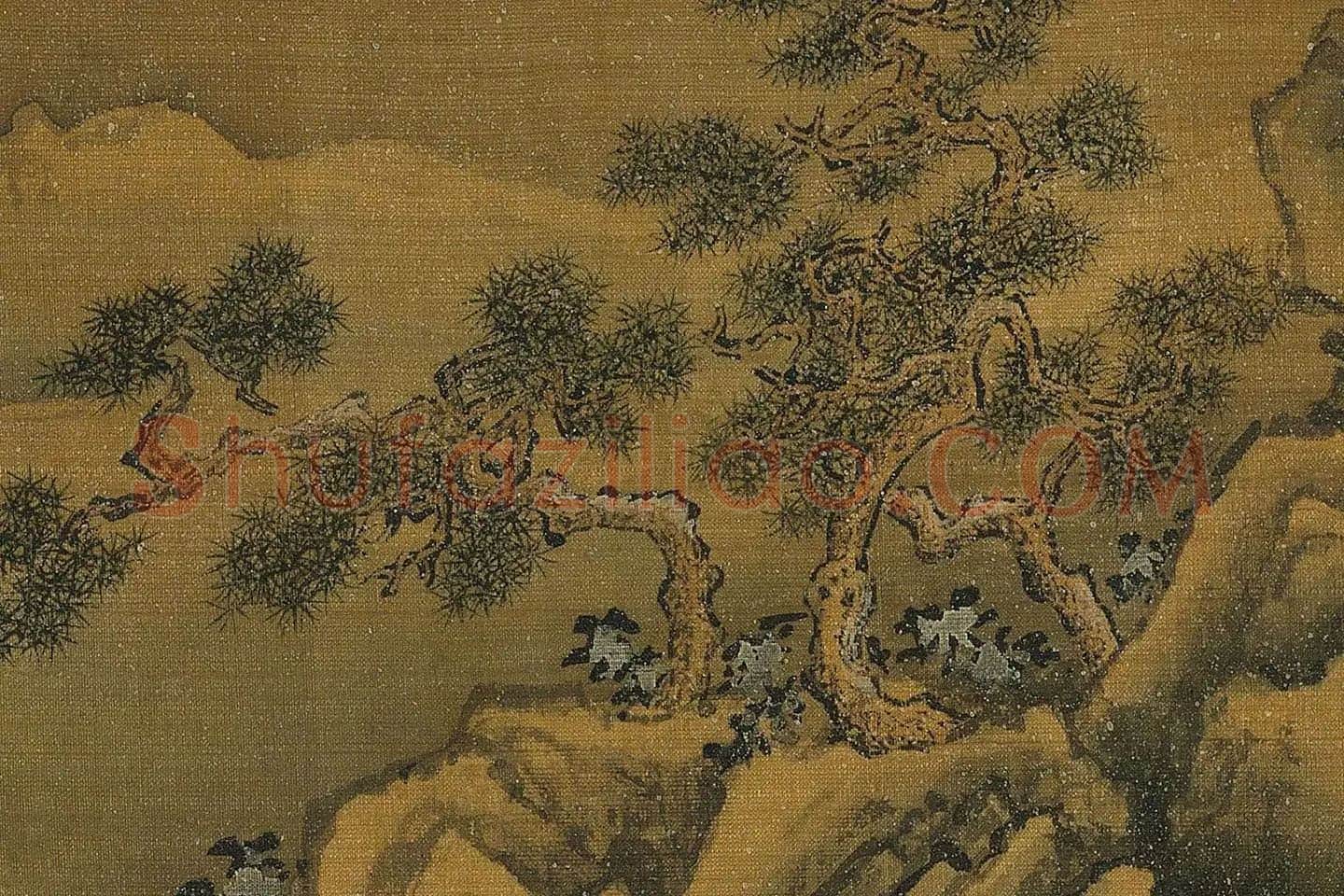 王诜《渔村小雪图》高清大图局部 (14)