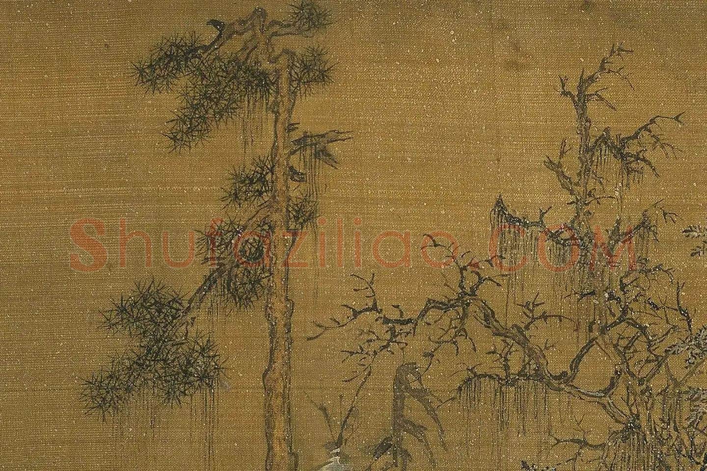 王诜《渔村小雪图》高清大图局部 (17)
