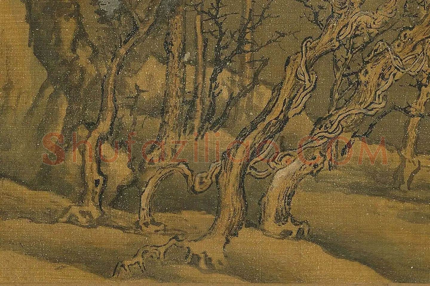 王诜《渔村小雪图》高清大图局部 (18)