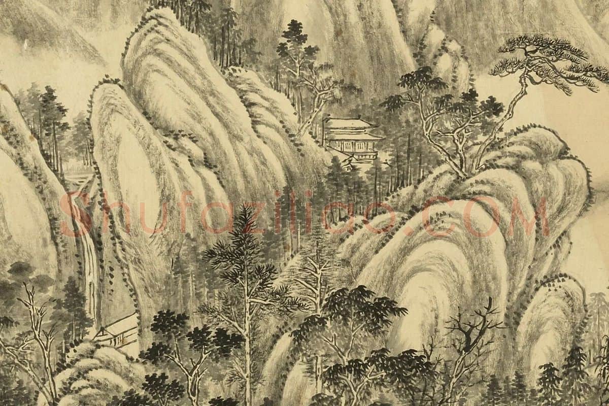 唐岱《仿巨然山水》局部 (2)