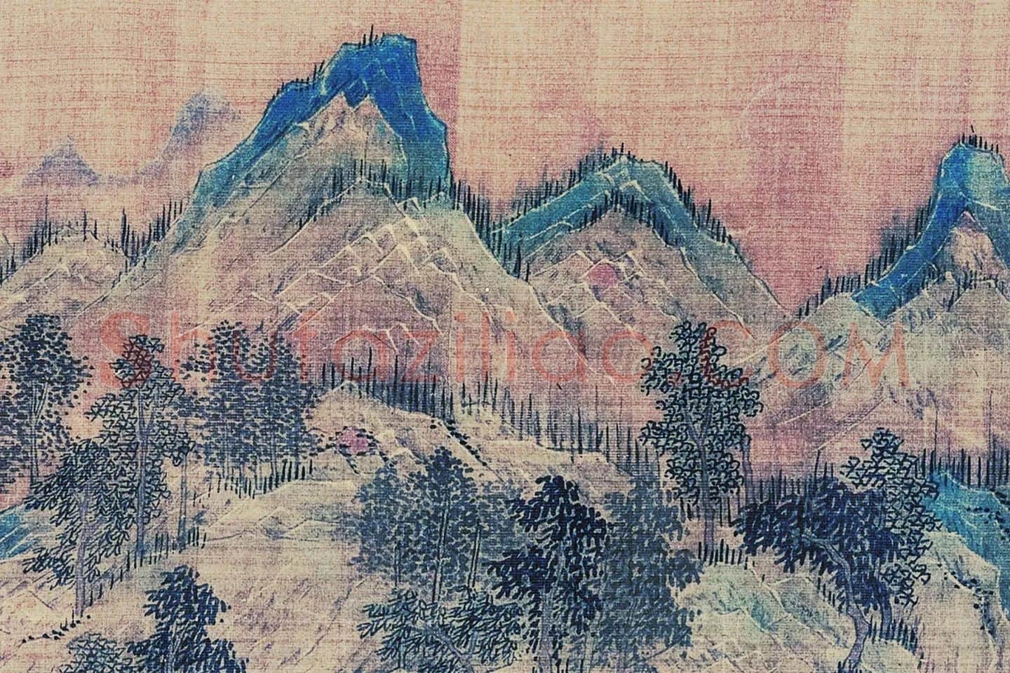 王诜青绿山水画《江山叠翠图》局部 (7)