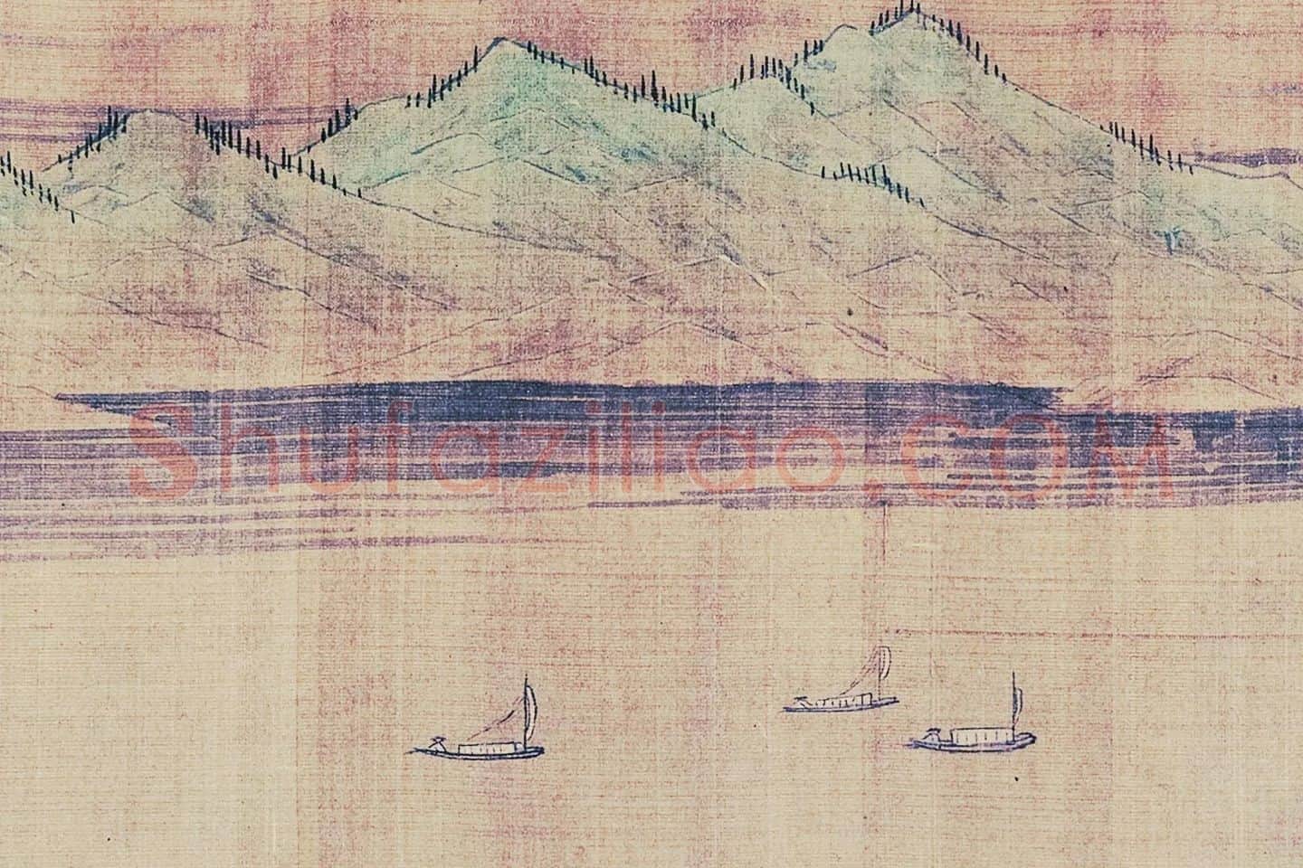 王诜青绿山水画《江山叠翠图》局部 (11)