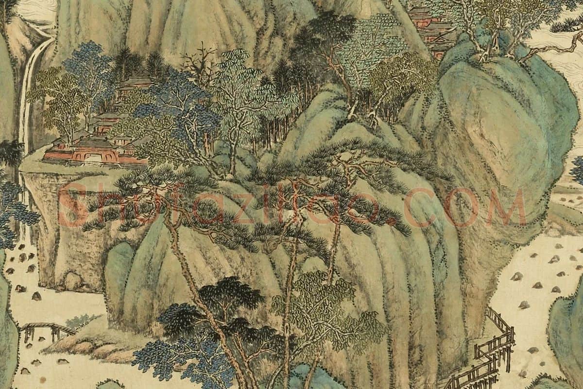 唐岱《仿赵伯驹青绿山水》局部 (2)