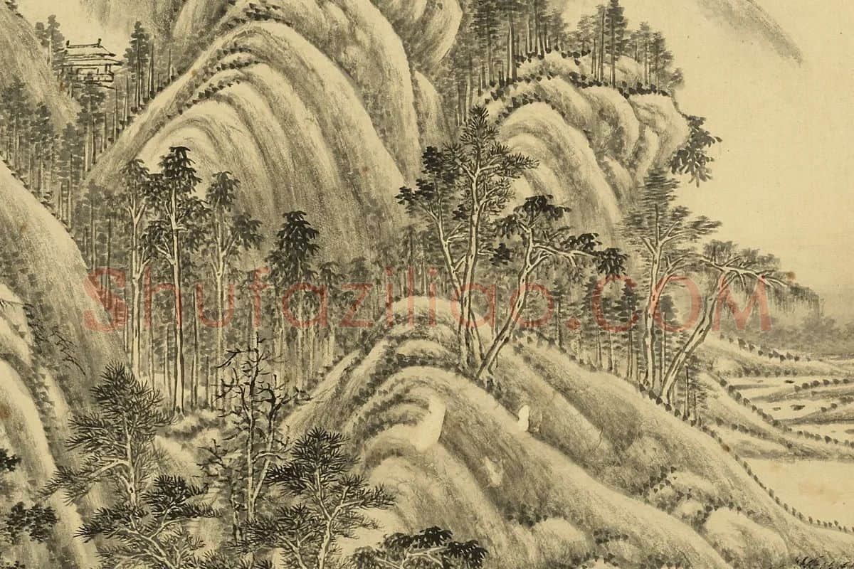 唐岱《仿董源山水》局部 (2)