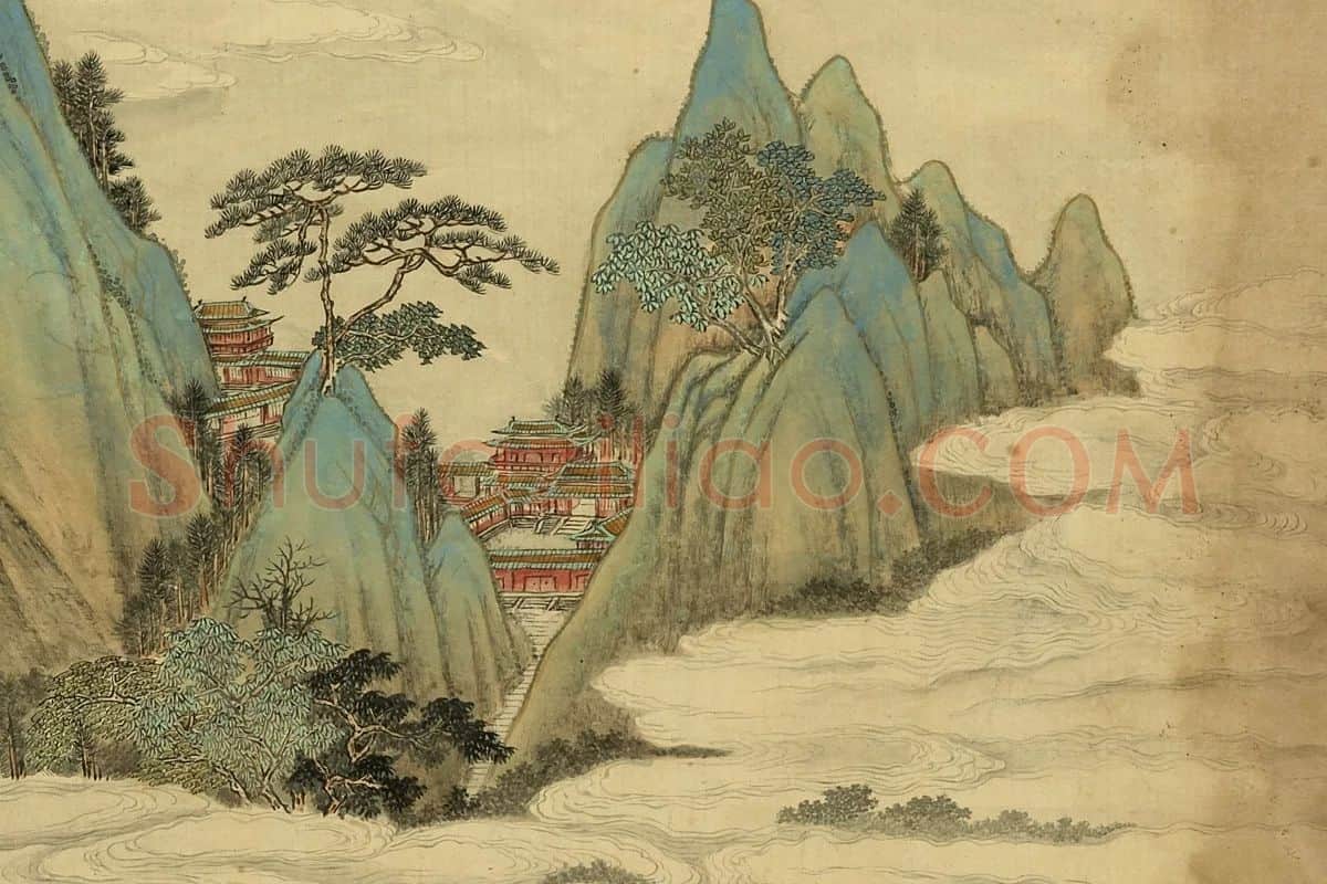 唐岱《仿李昭道青绿山水》局部 (2)