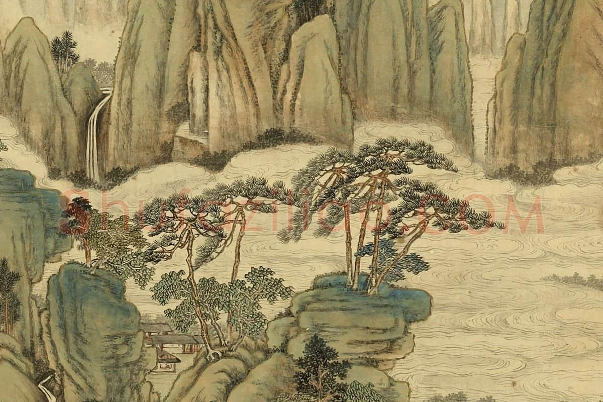 唐岱《仿李思训青绿山水》局部 (3)