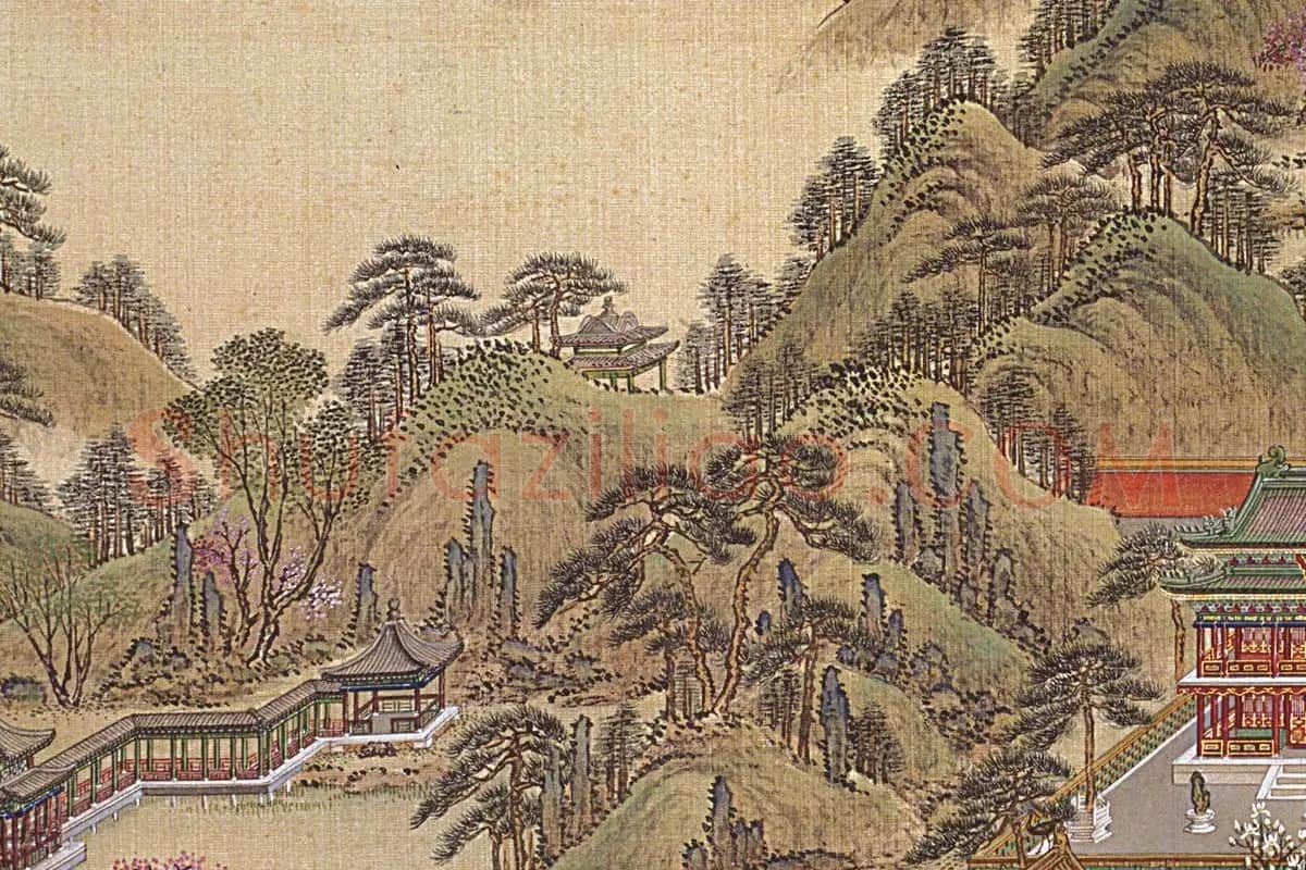 唐岱、沈源《方壶胜境》高清大图局部-(5)