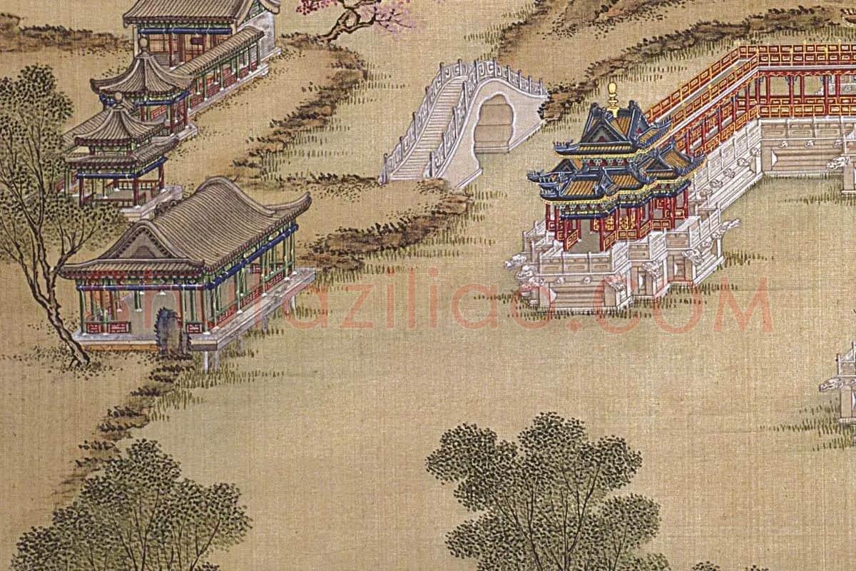 唐岱、沈源《方壶胜境》高清大图局部-(6)