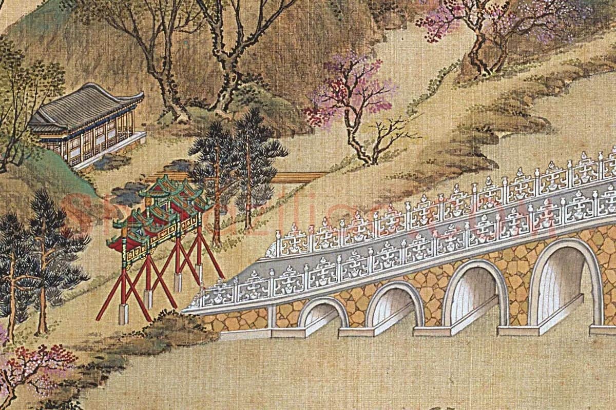 唐岱、沈源《曲院风荷》高清大图局部 (3)