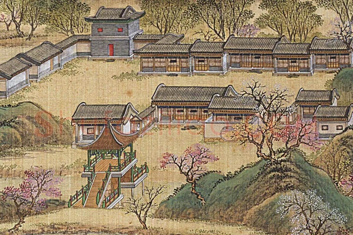 唐岱、沈源《曲院风荷》高清大图局部 (4)