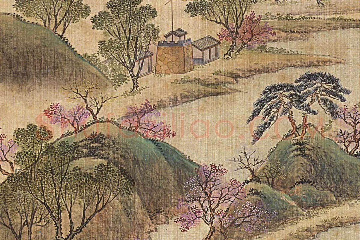 唐岱、沈源《曲院风荷》高清大图局部 (5)