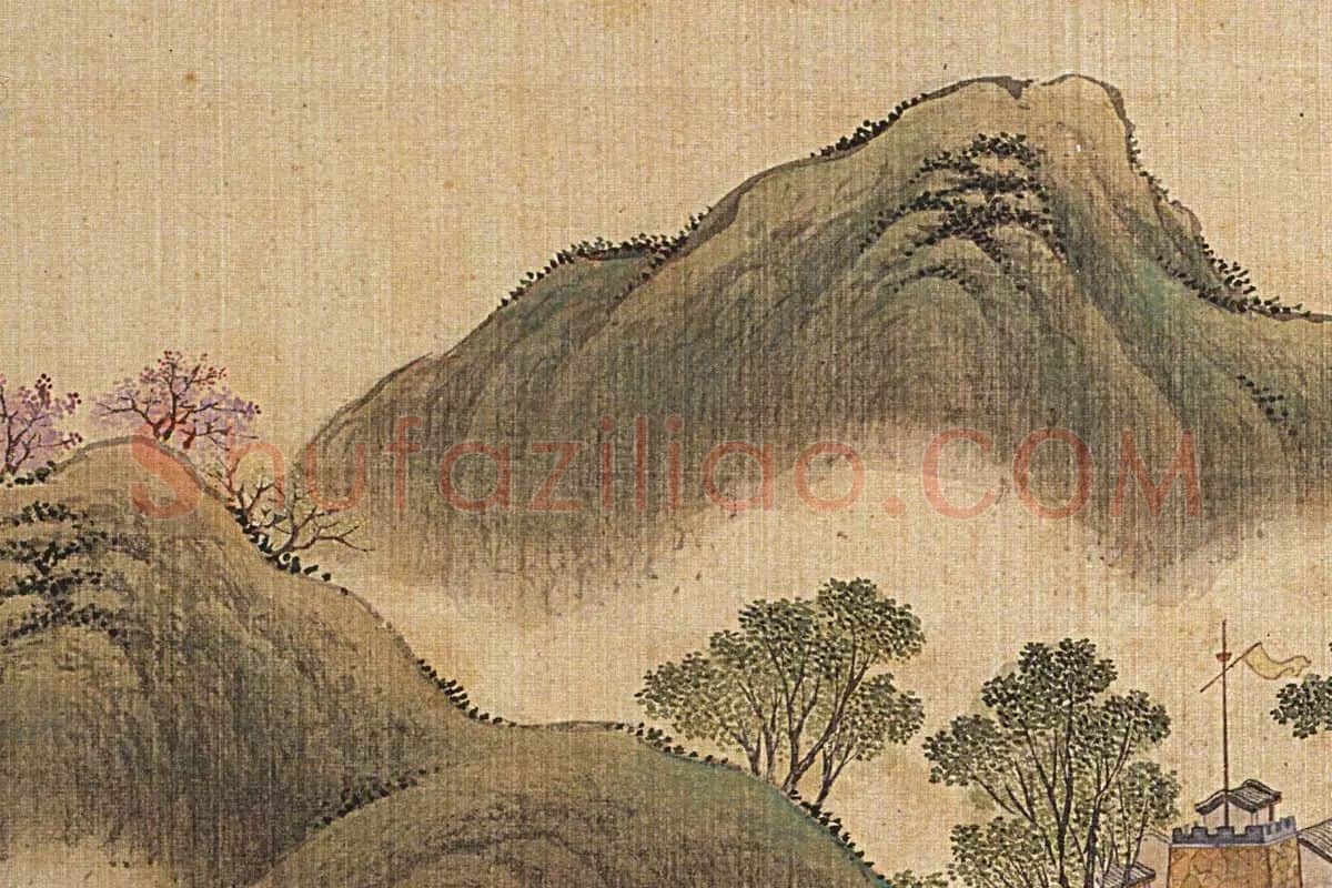 唐岱、沈源《曲院风荷》高清大图局部 (6)