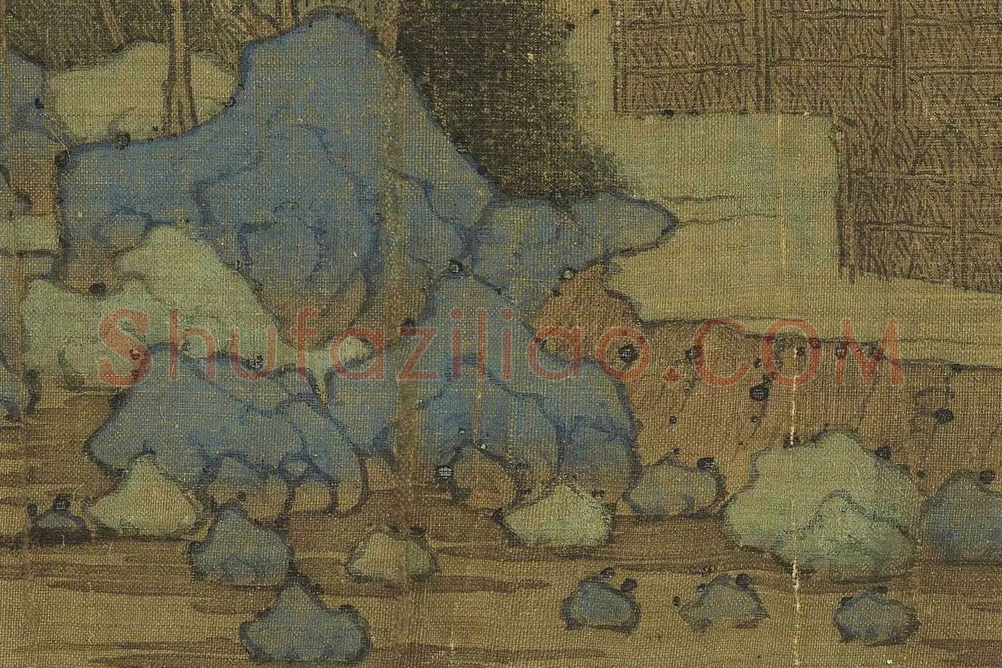 传王诜山水画《瀛山图》高清大图局部 (7)