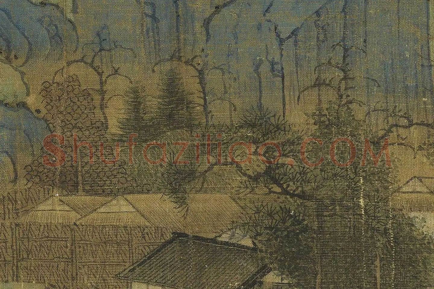 传王诜山水画《瀛山图》高清大图局部 (8)