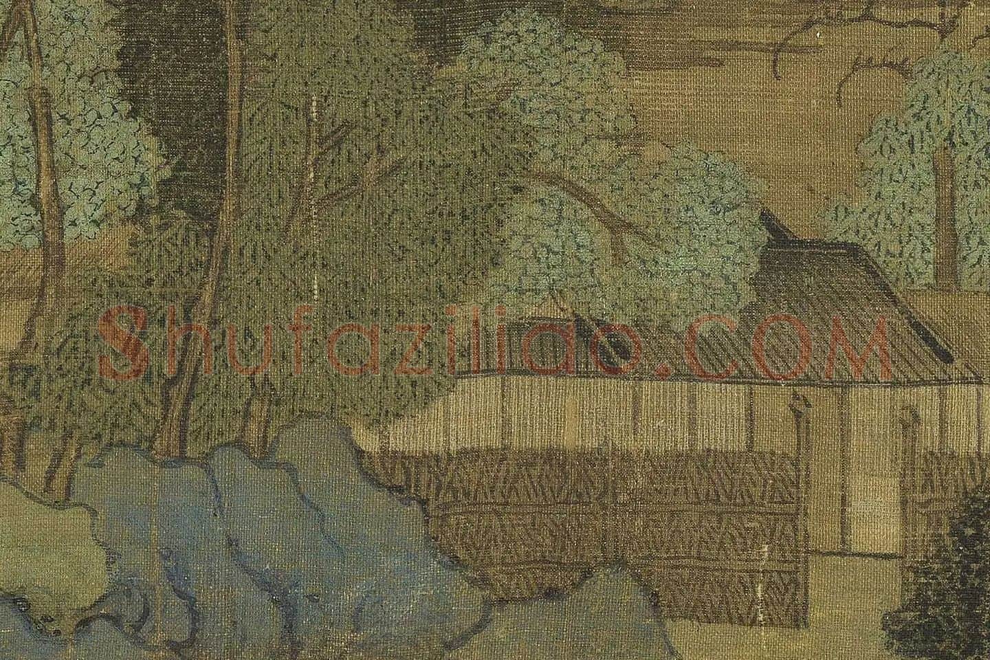传王诜山水画《瀛山图》高清大图局部 (11)