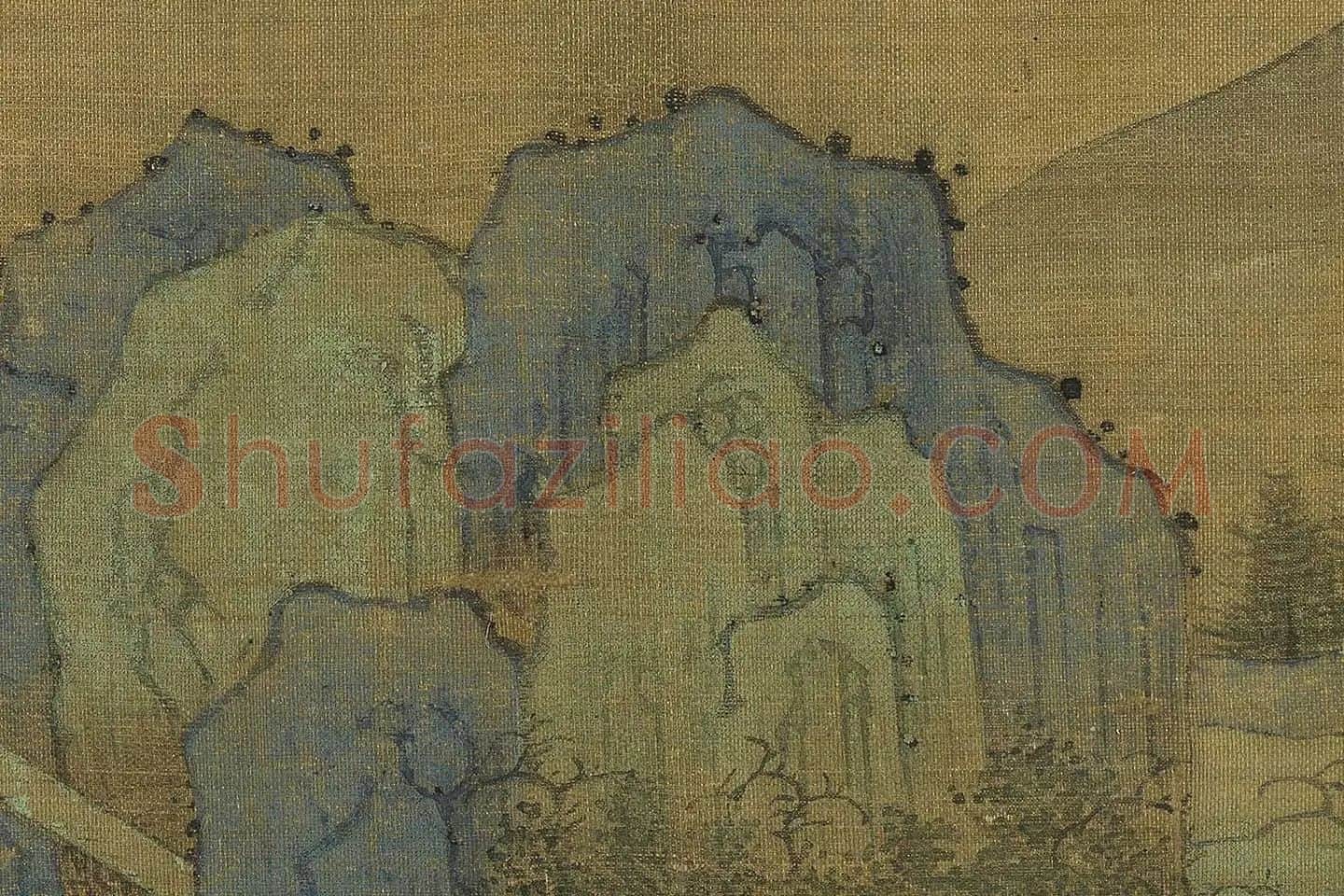传王诜山水画《瀛山图》高清大图局部 (13)