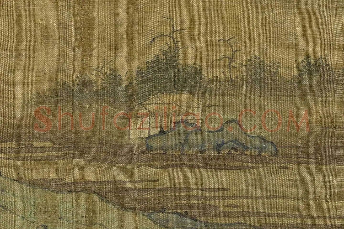 传王诜山水画《瀛山图》高清大图局部 (17)