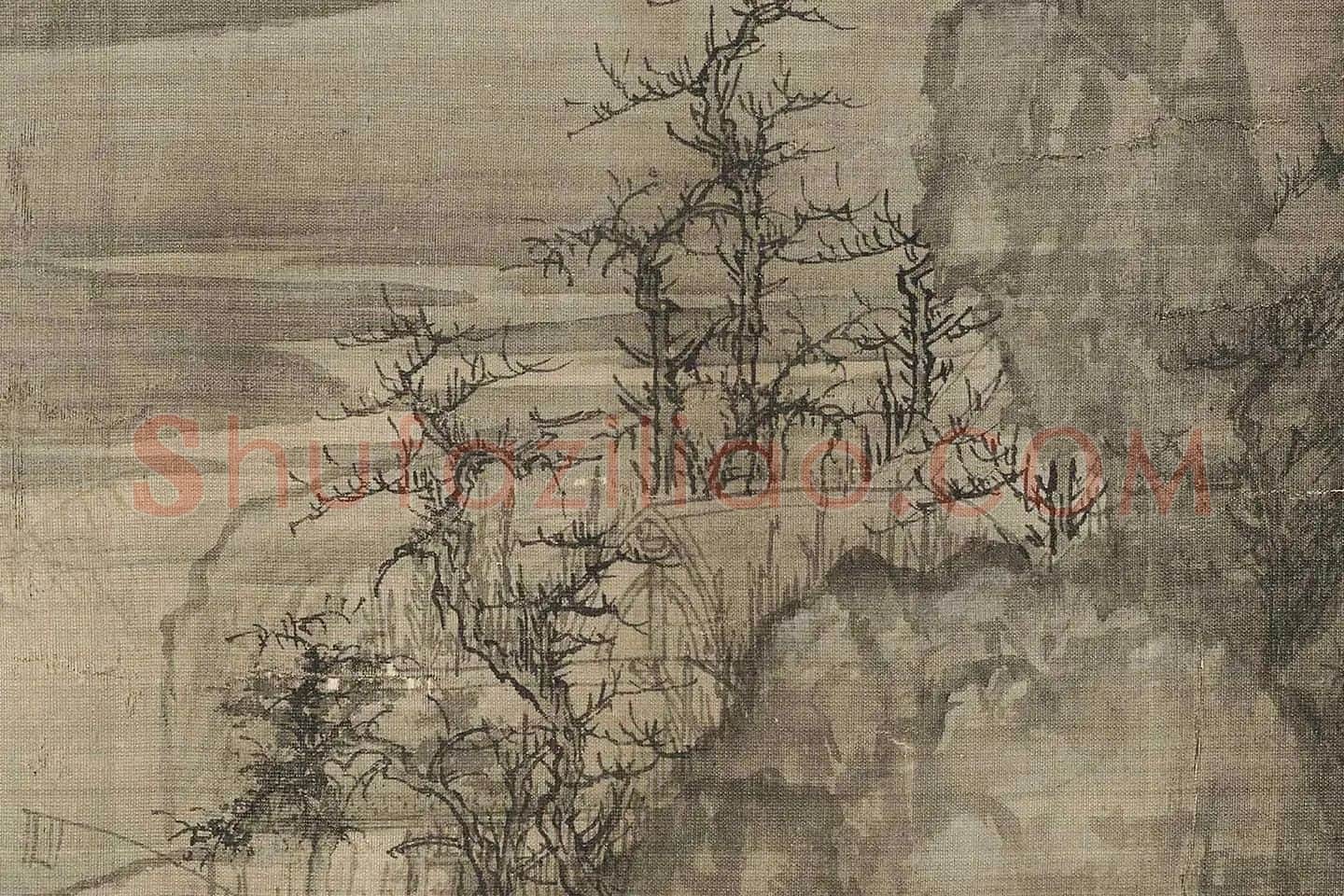 王诜《渔村小雪图》高清大图局部 (2)