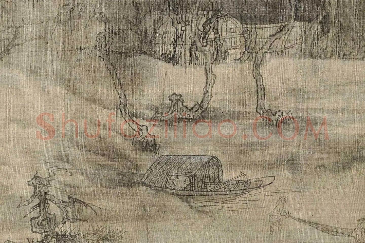 王诜《渔村小雪图》高清大图局部 (3)