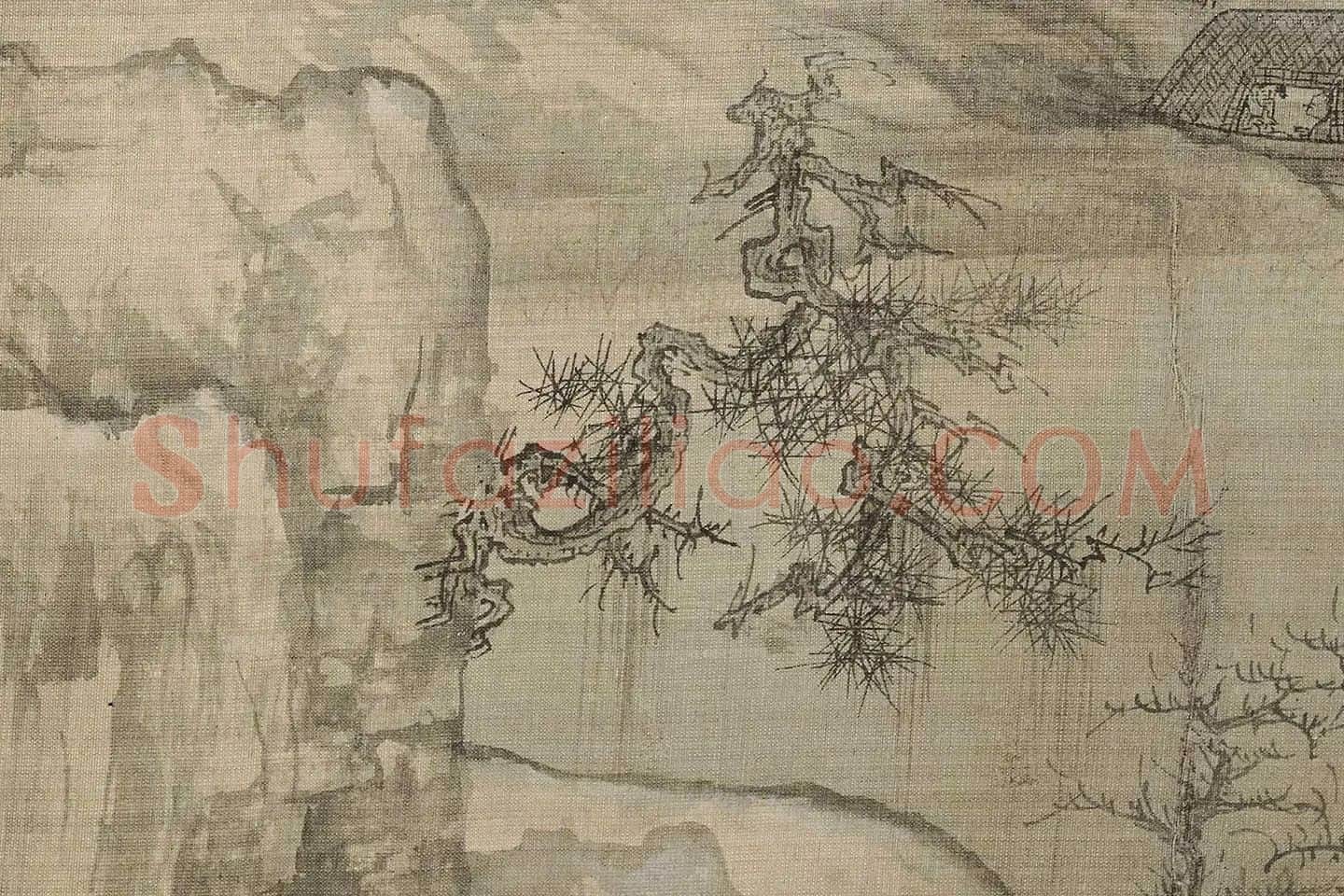 王诜《渔村小雪图》高清大图局部 (4)
