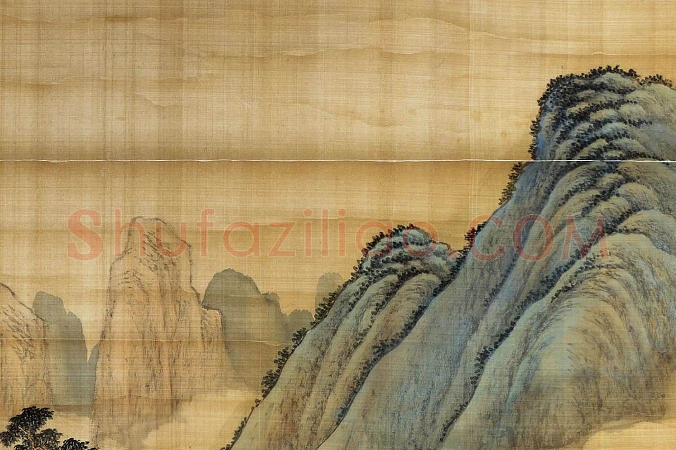 唐岱仿赵孟頫青绿山水《夏山高逸图》局部 (5)