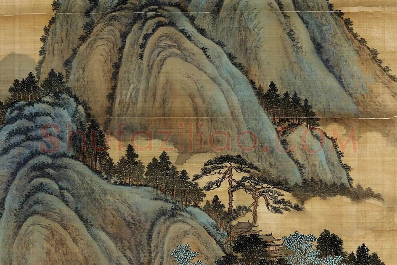 唐岱仿赵孟頫青绿山水《夏山高逸图》局部 (7)
