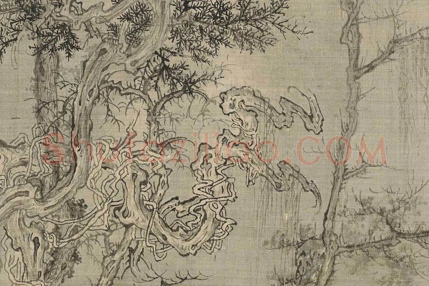 王诜《渔村小雪图》高清大图局部 (15)