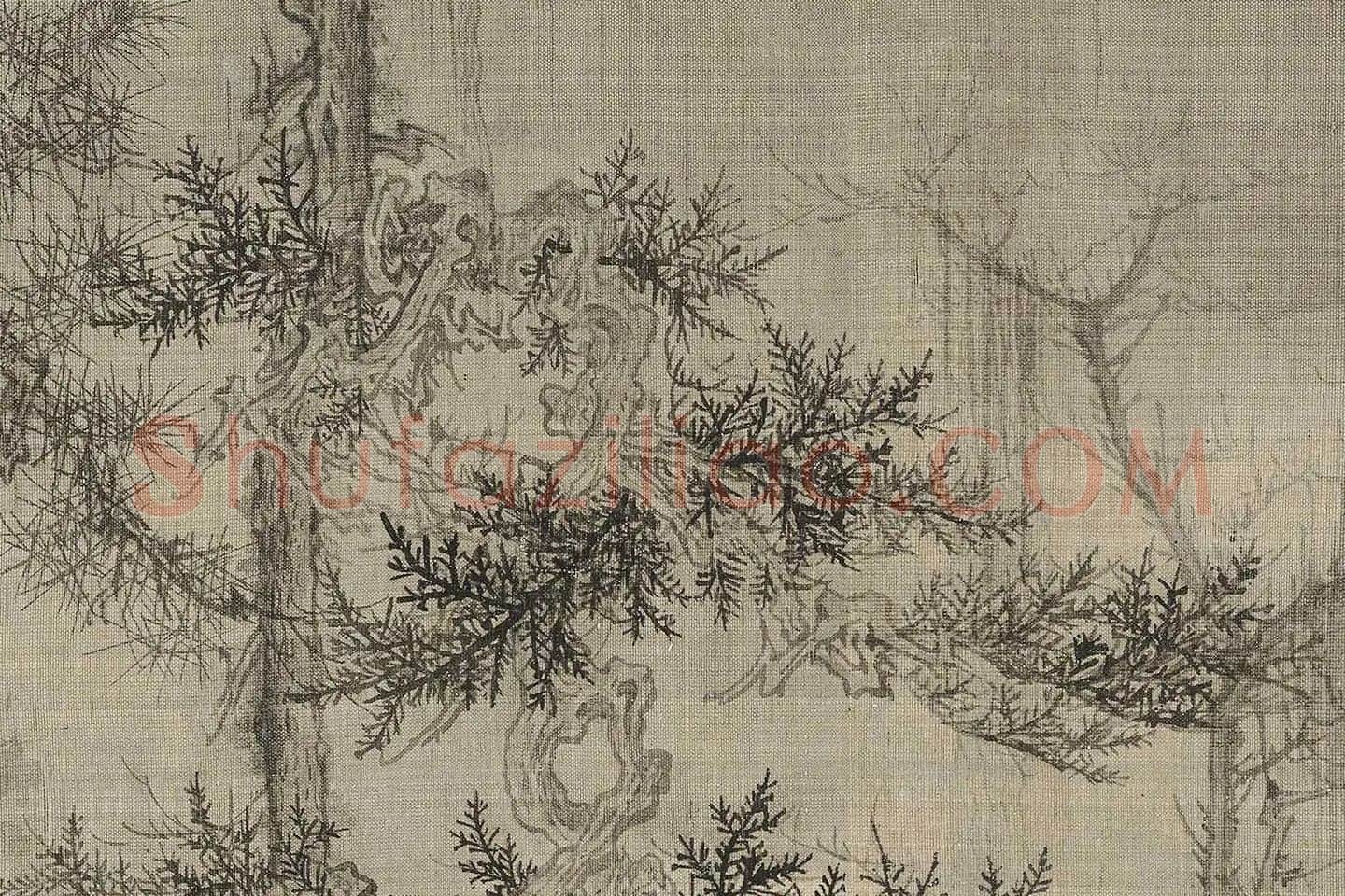 王诜《渔村小雪图》高清大图局部 (16)