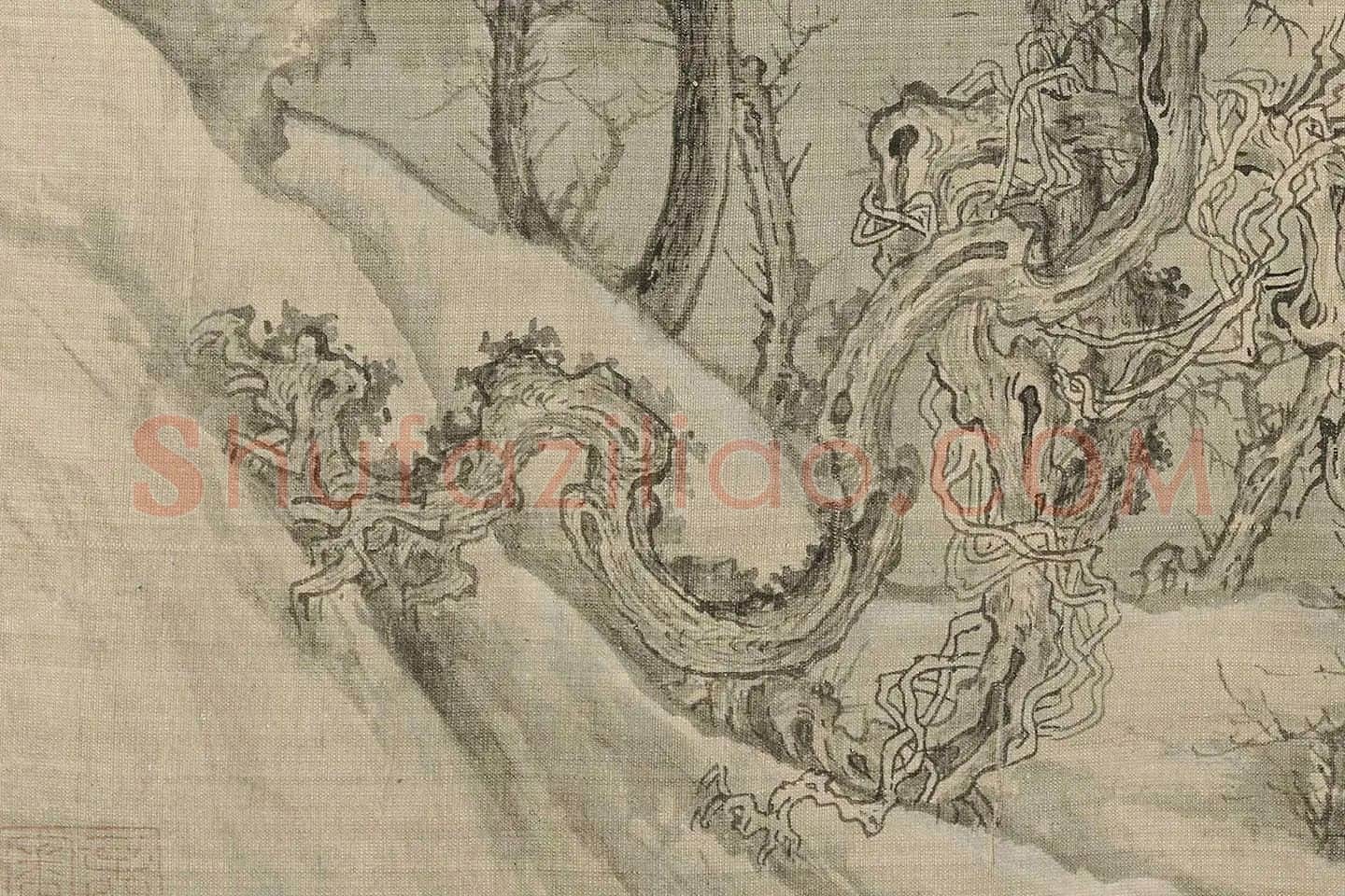 王诜《渔村小雪图》高清大图局部 (17)