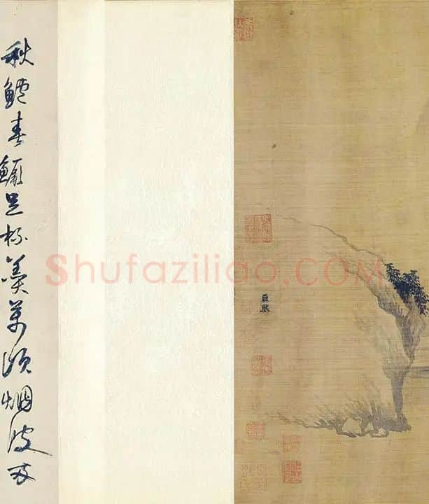 传巨然秋景山水画《秋山渔艇图》卷_04