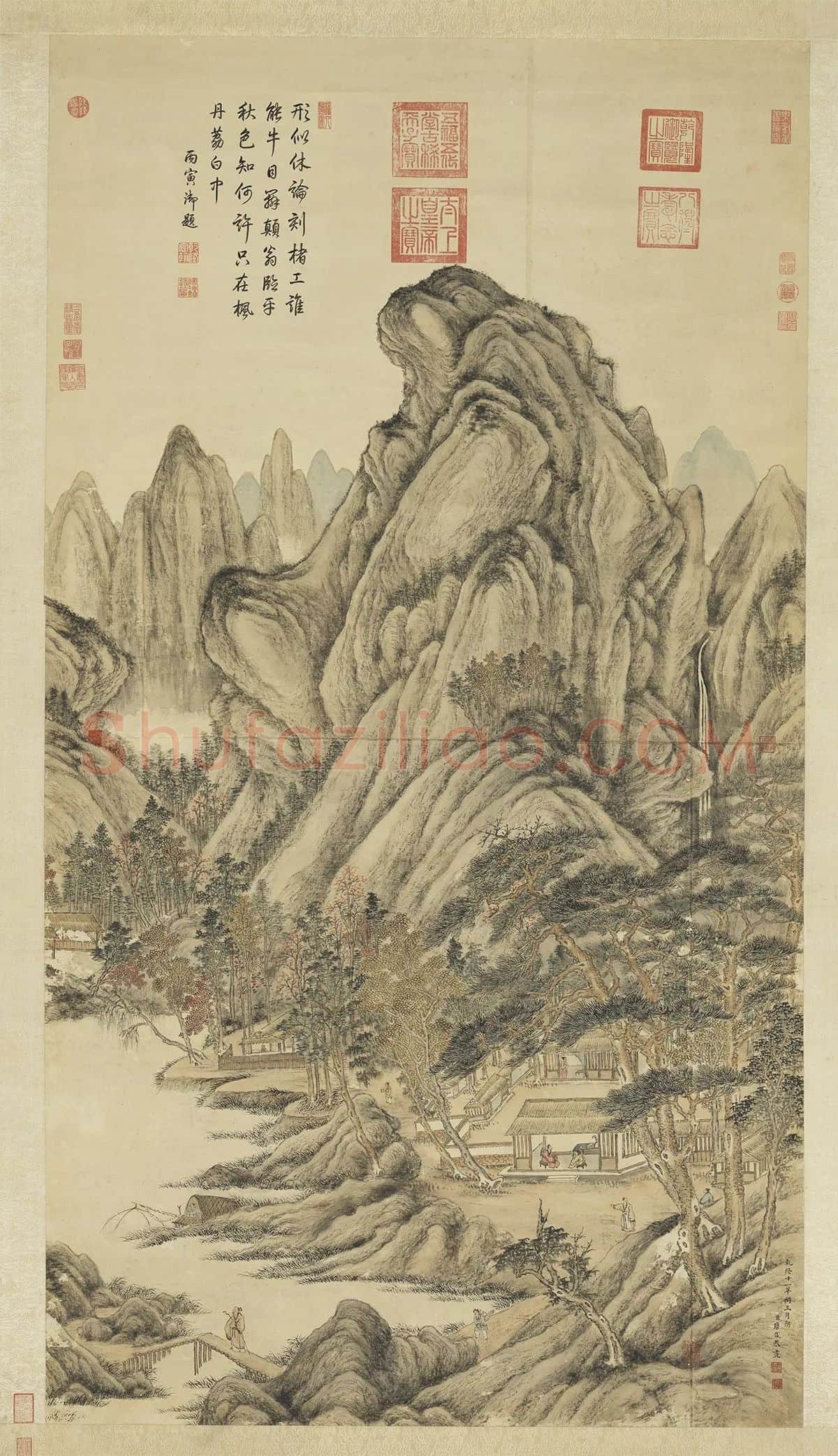 清·唐岱《仿王蒙山水》轴