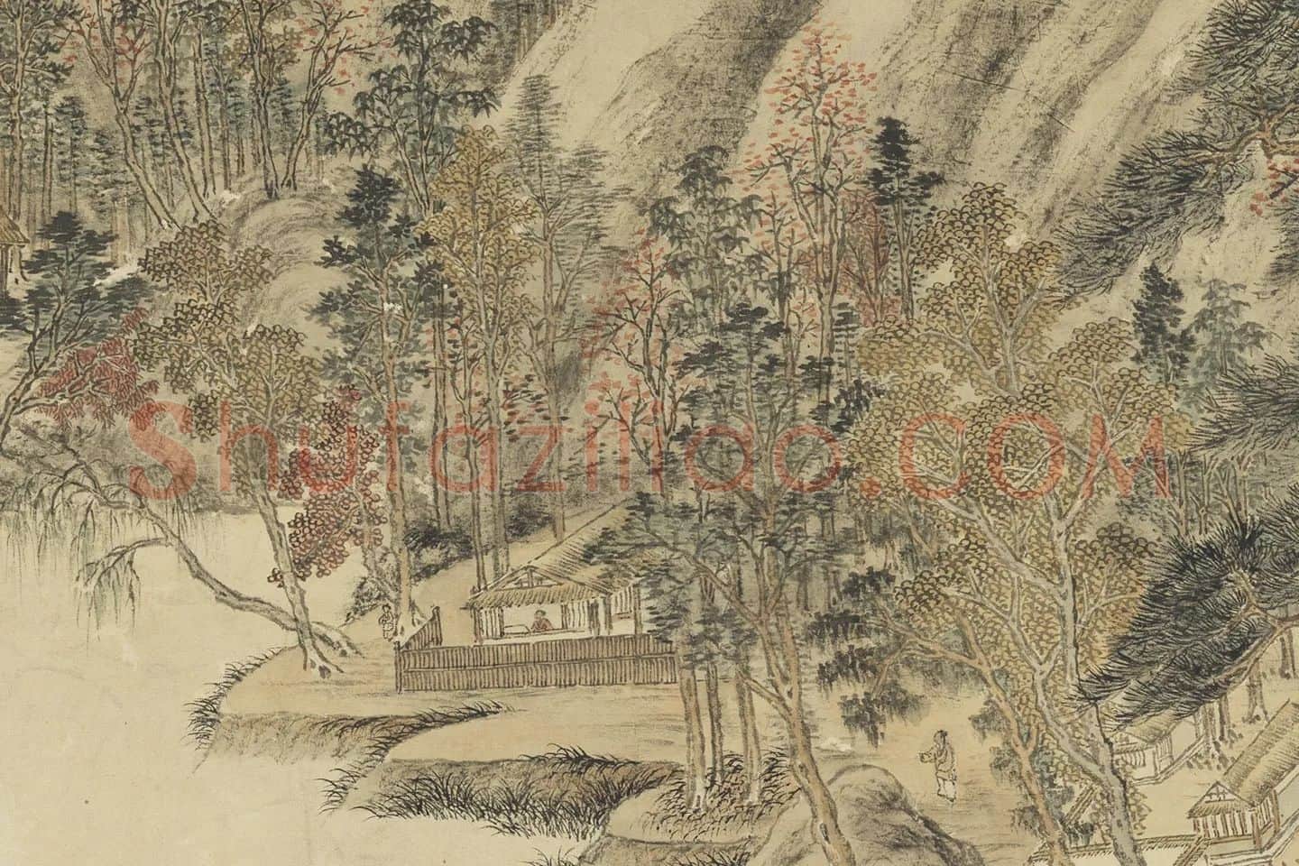 唐岱《仿王蒙山水》局部 (3)