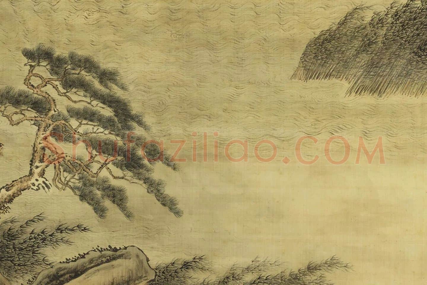 唐岱《风雨归舟图》局部 (2)