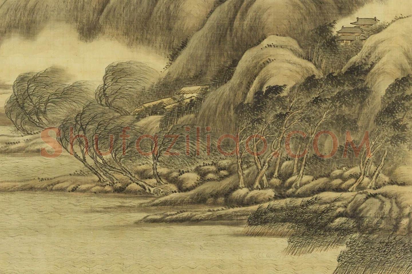唐岱《风雨归舟图》局部 (5)