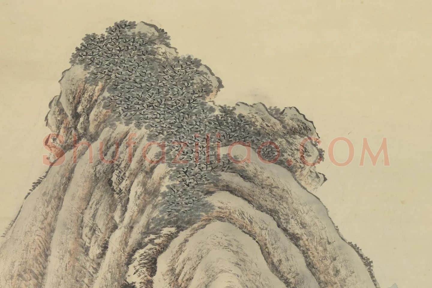 唐岱山水画《仿范宽秋山瀑布》局部 (9)