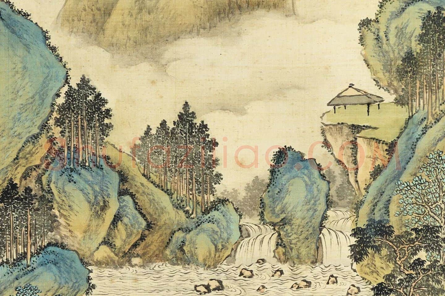 唐岱《仿赵孟頫青绿山水笔意》局部 (3)