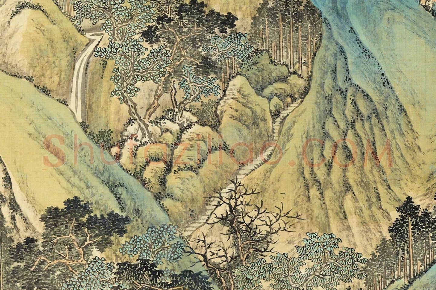 唐岱《仿赵孟頫青绿山水笔意》局部 (4)