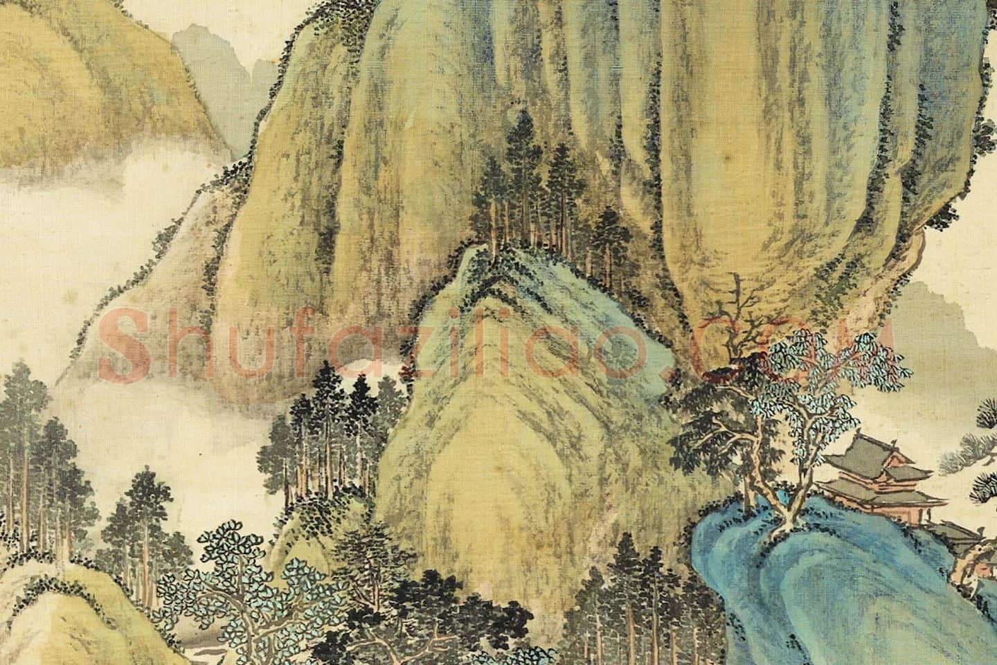 唐岱《仿赵孟頫青绿山水笔意》局部 (6)