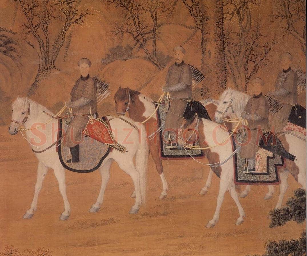 清 郎世宁 《哨鹿图》 书画作品