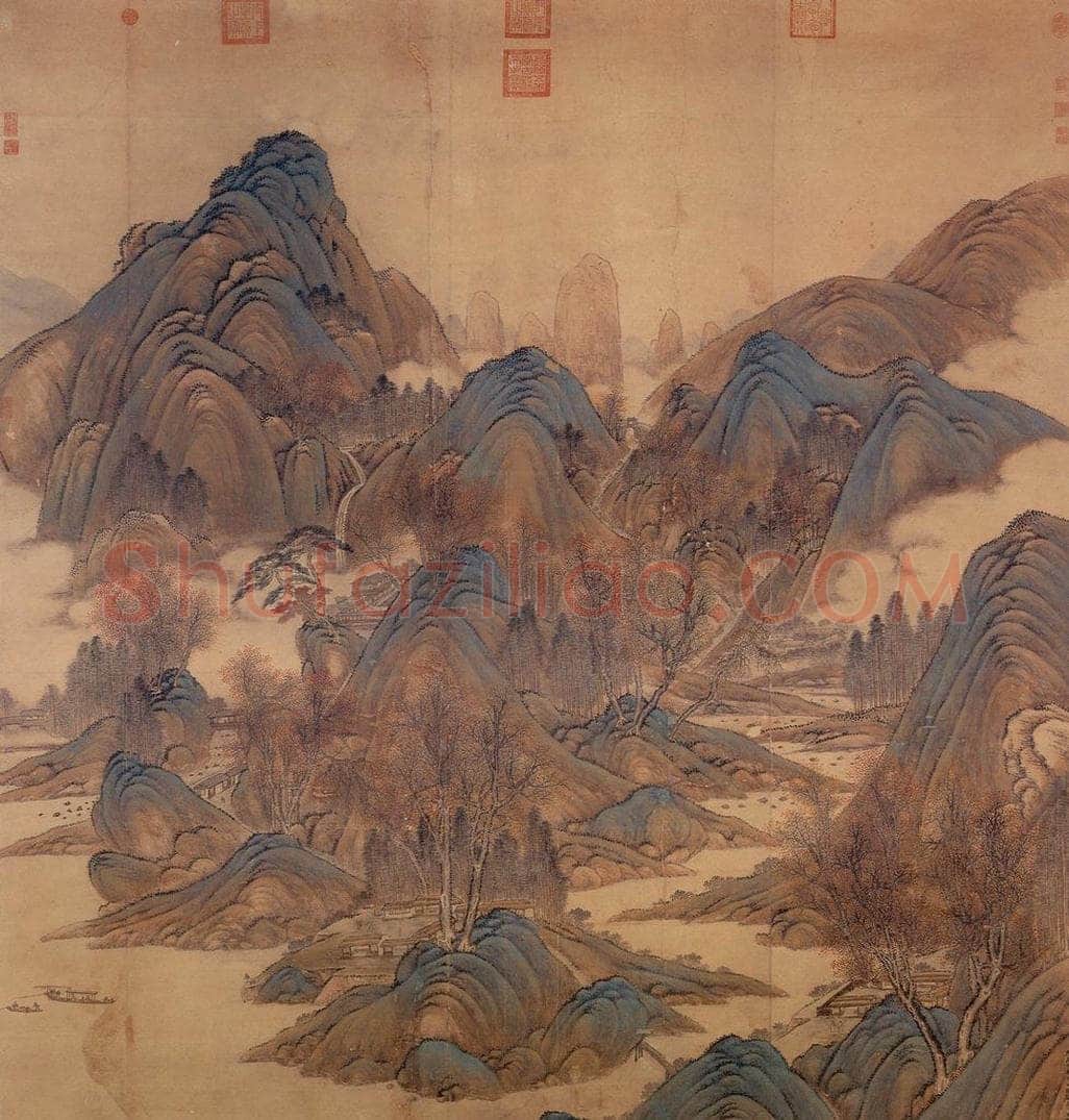 清 唐岱 《秋山行旅图》 书画作品