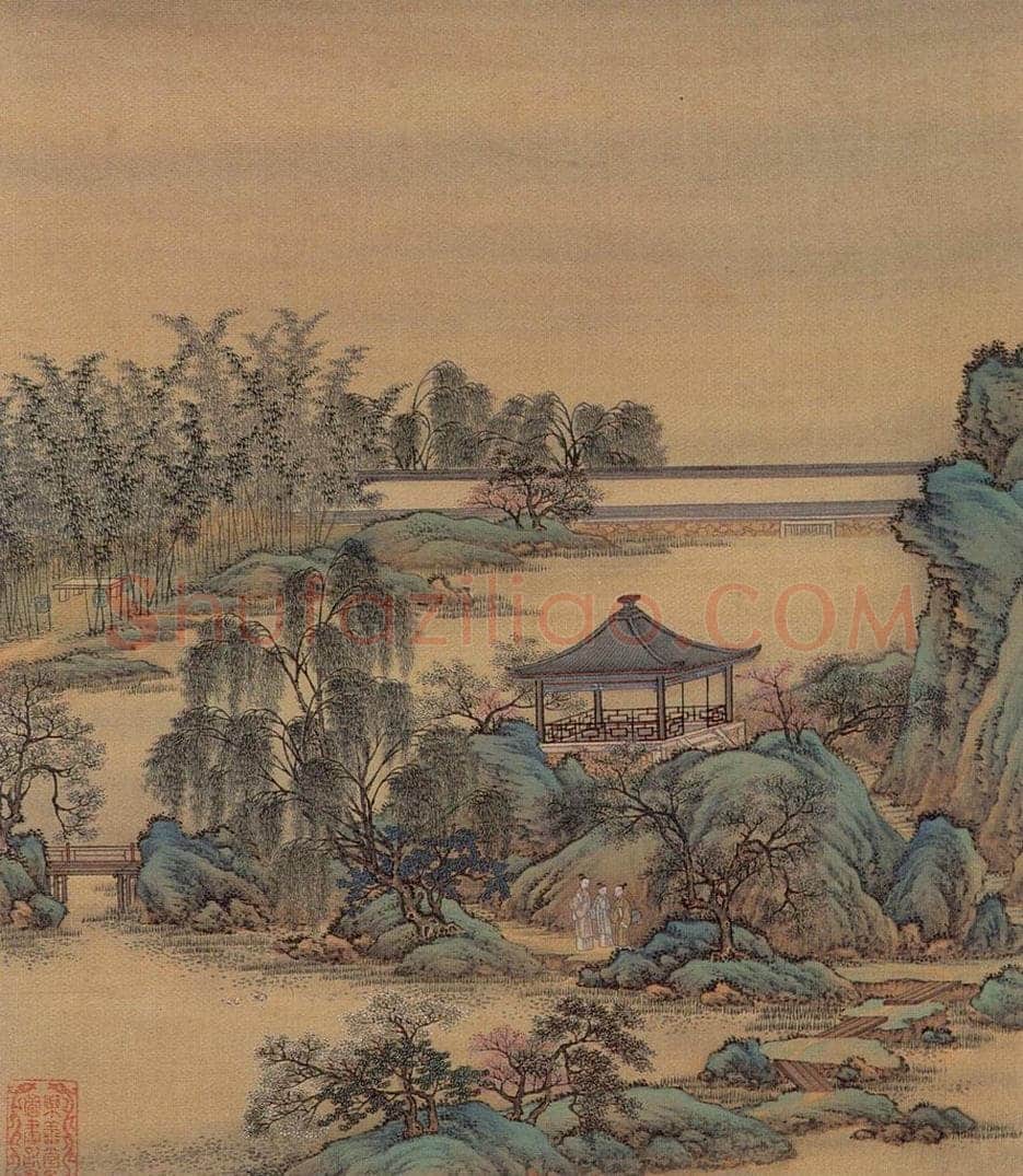 清 金昆 《有鸟诗意图》 书画作品