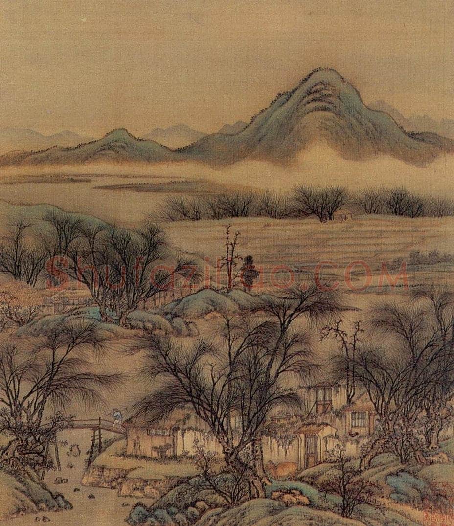 清 金昆 《有鸟诗意图》 书画作品
