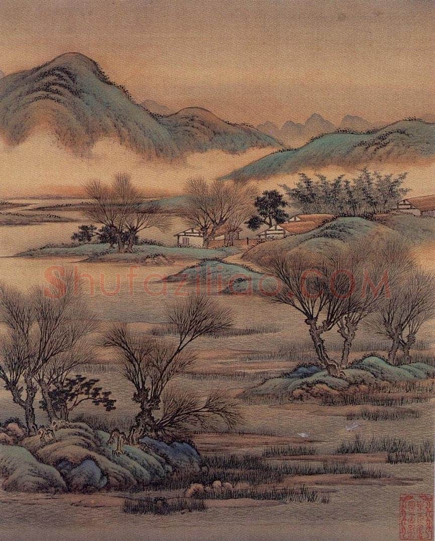 清 金昆 《有鸟诗意图》 书画作品
